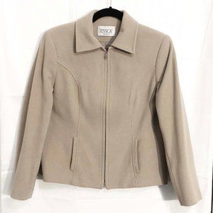 Beige Cashmere & Wool Fitted Jacket Sz 4P